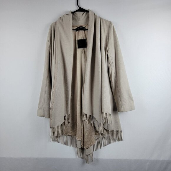 ZARA Sweaters - ZARA WOMAN Cardigan Women's S Beige Open Front Fringe Long Sleeve Lined Spain